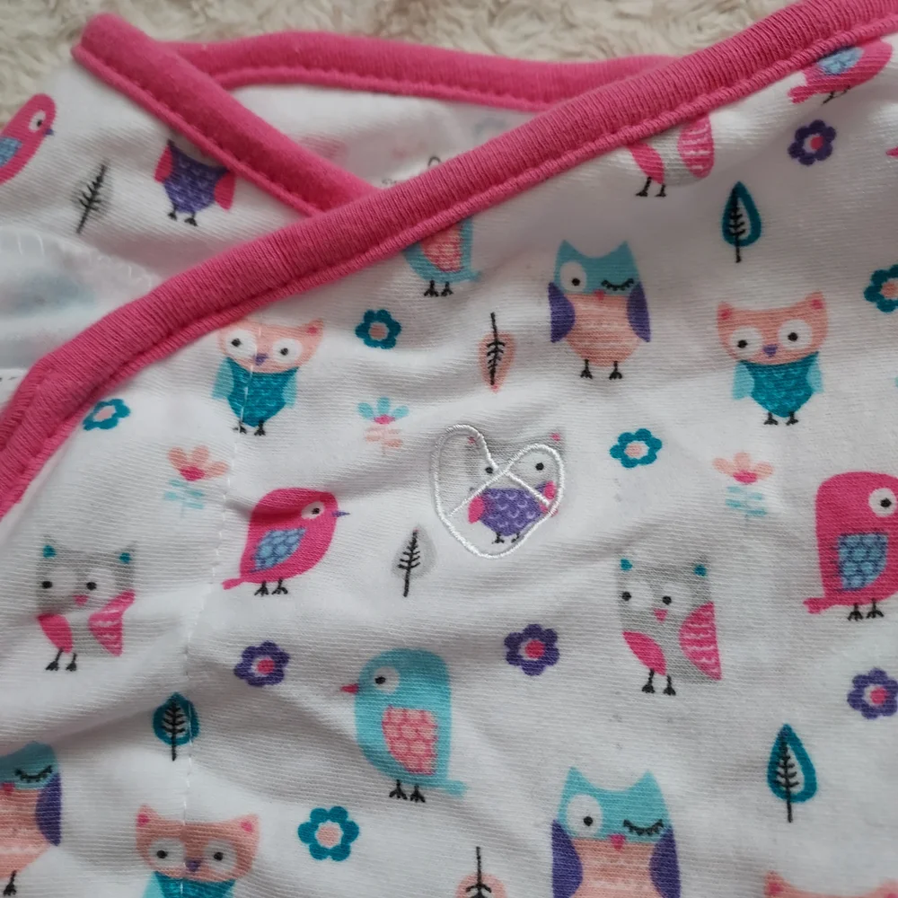 SwaddleMe Original Size Large Pink & White Cozy Baby Swaddle Owls